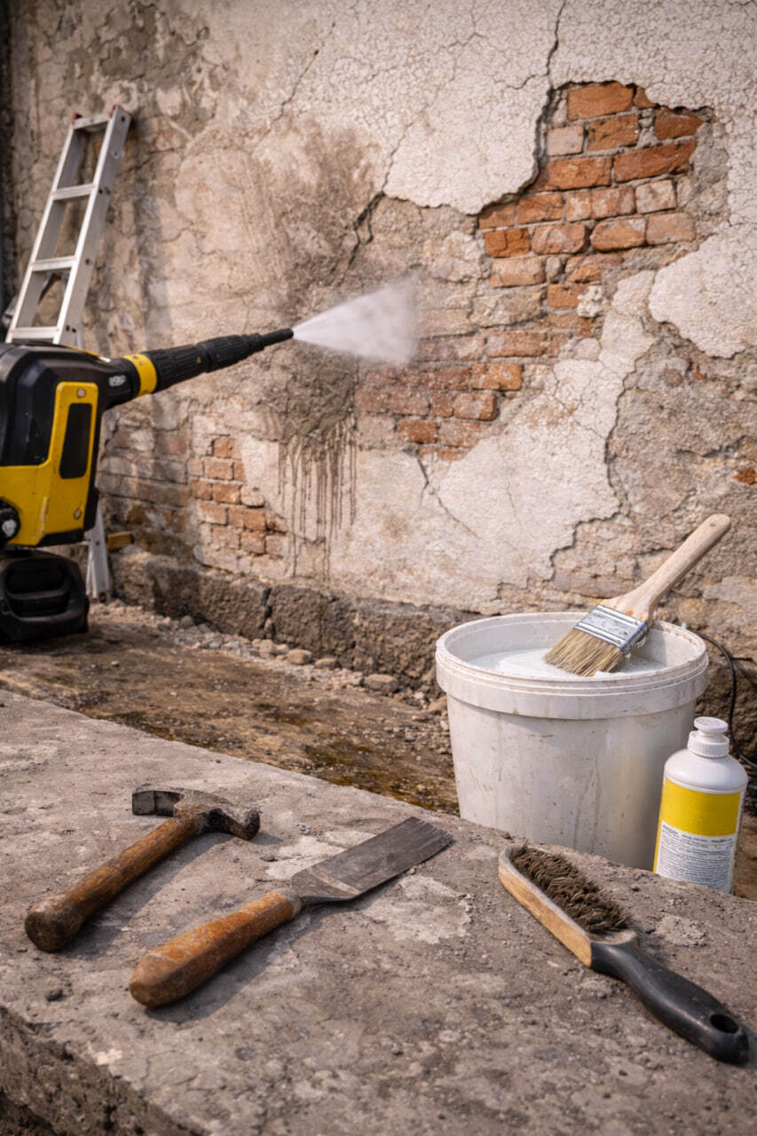 Как подготовить старый фасад к утеплению и облицовке плиткой