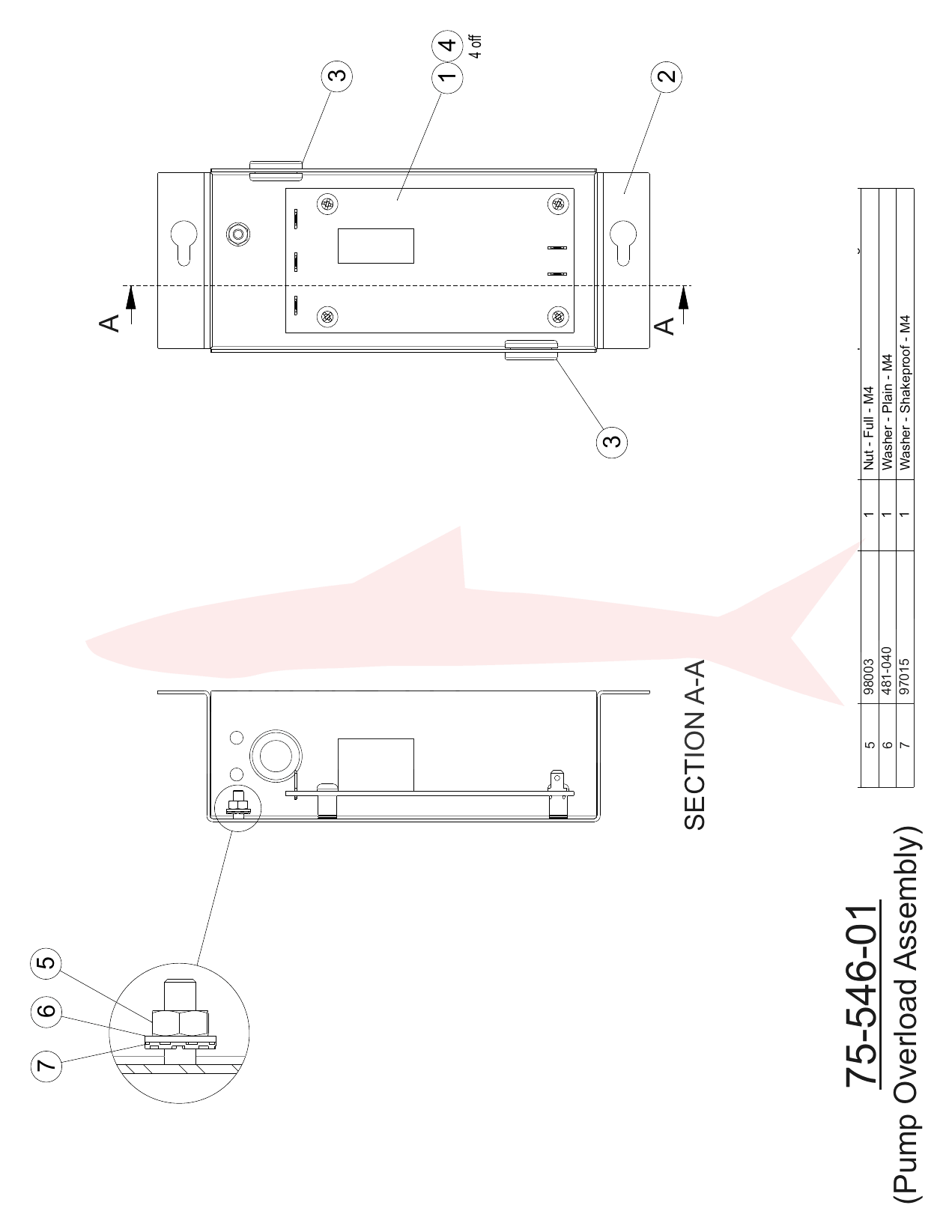 Morgana AutoCreaser Pro XW 75-546-01 Pump Overload Assembly — схема деталей