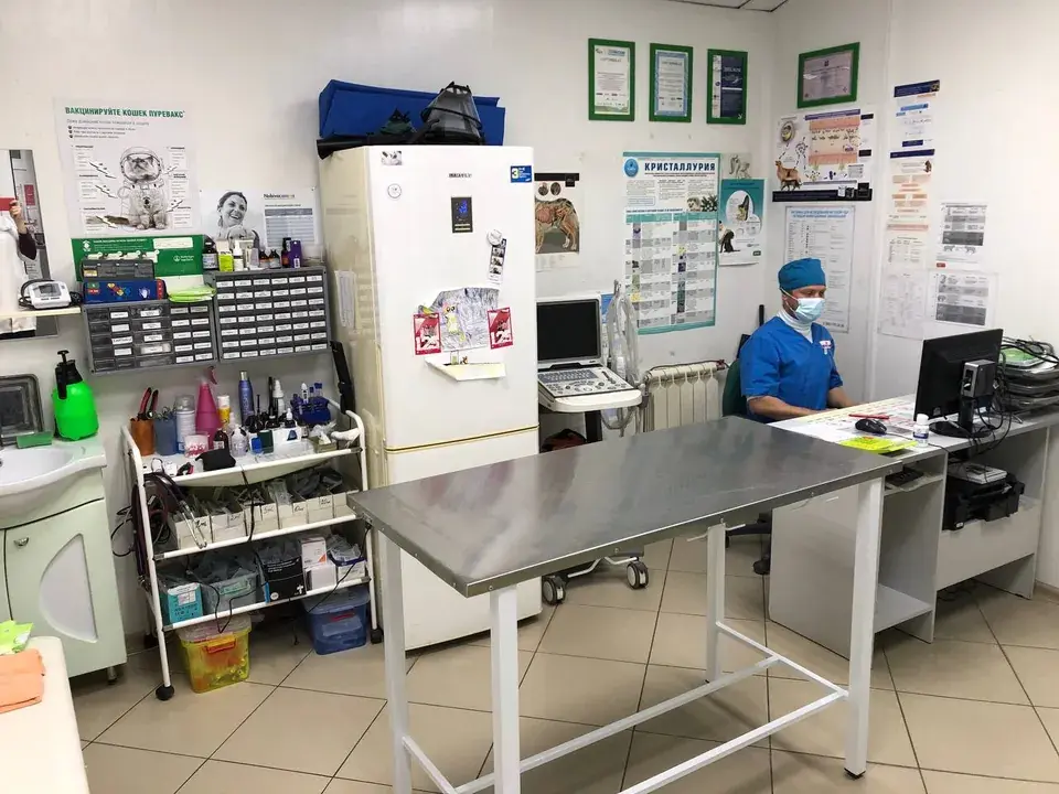 Процедурный кабинет с металлическим столом в клинике в Родниках