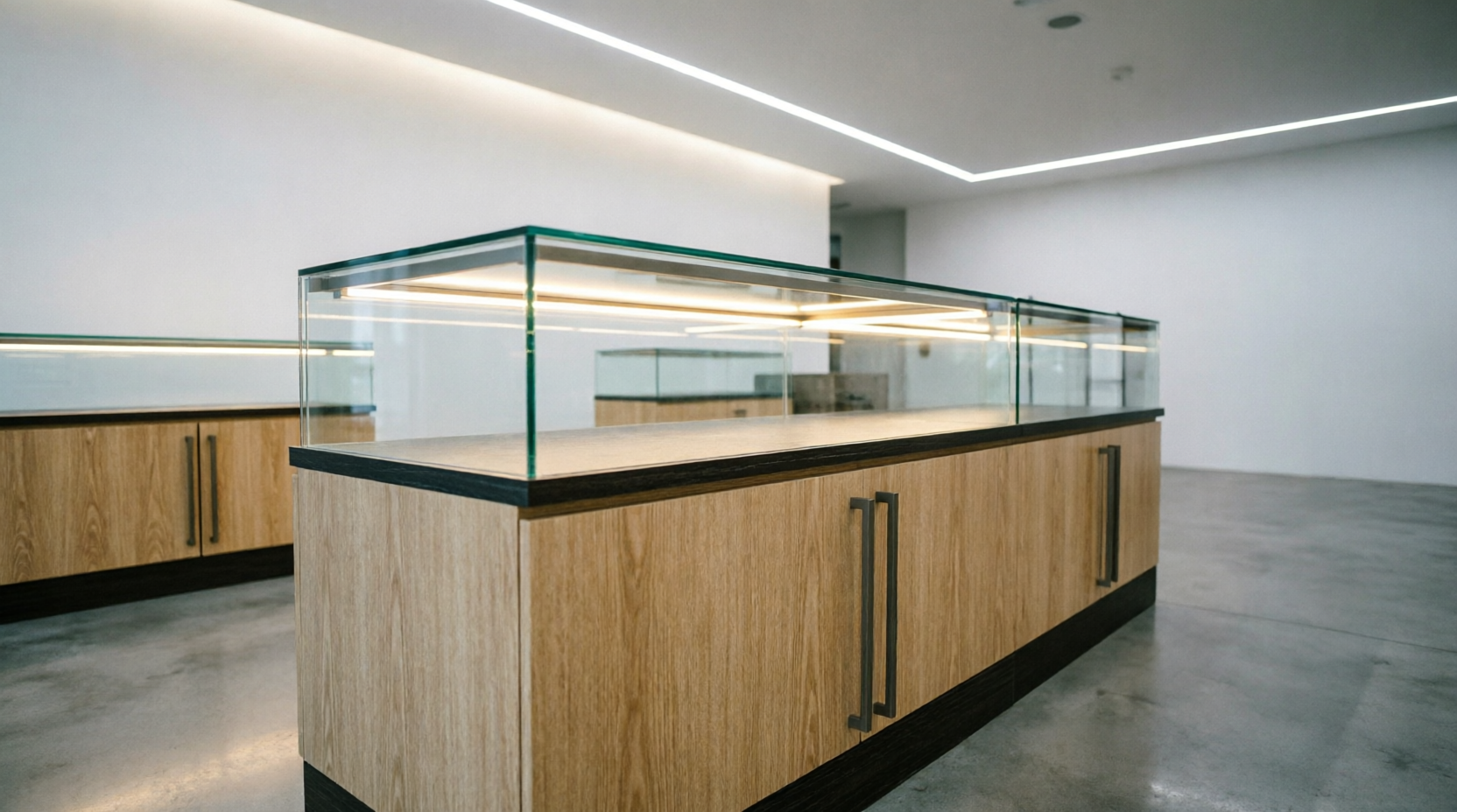 Стеклянная витрина для магазина с LED-подсветкой от LS‑STYLE