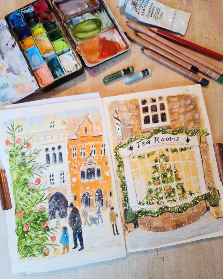 Более 30 идей для рождественских акварельных рисунков, которые вам понравятся 69