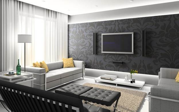Серый цвет в интерьере: стены, обои, мебель - комната в серых тонах