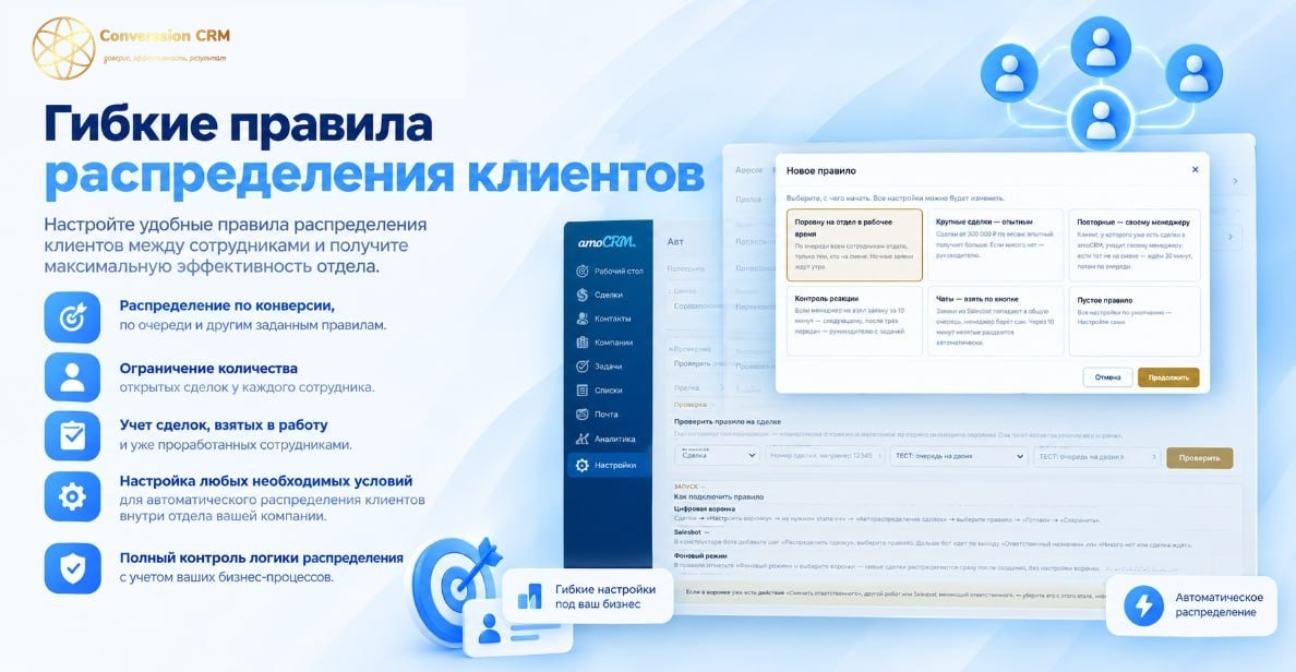 Правила раздачи заявок в готовом виджете: настраиваются без программиста