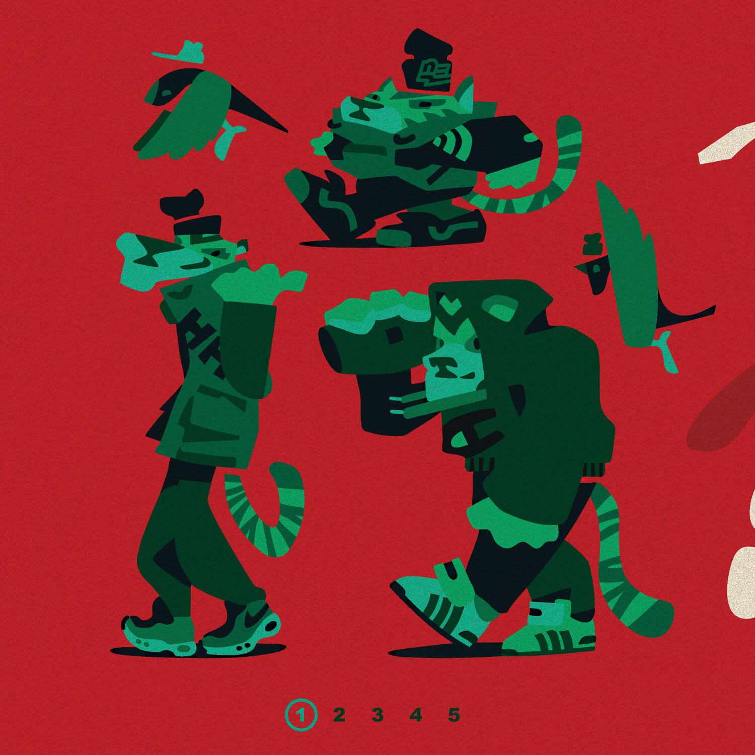 Иллюстрации с тиграми в уличной одежде для Street Beat. Автор Алексей Бархан.