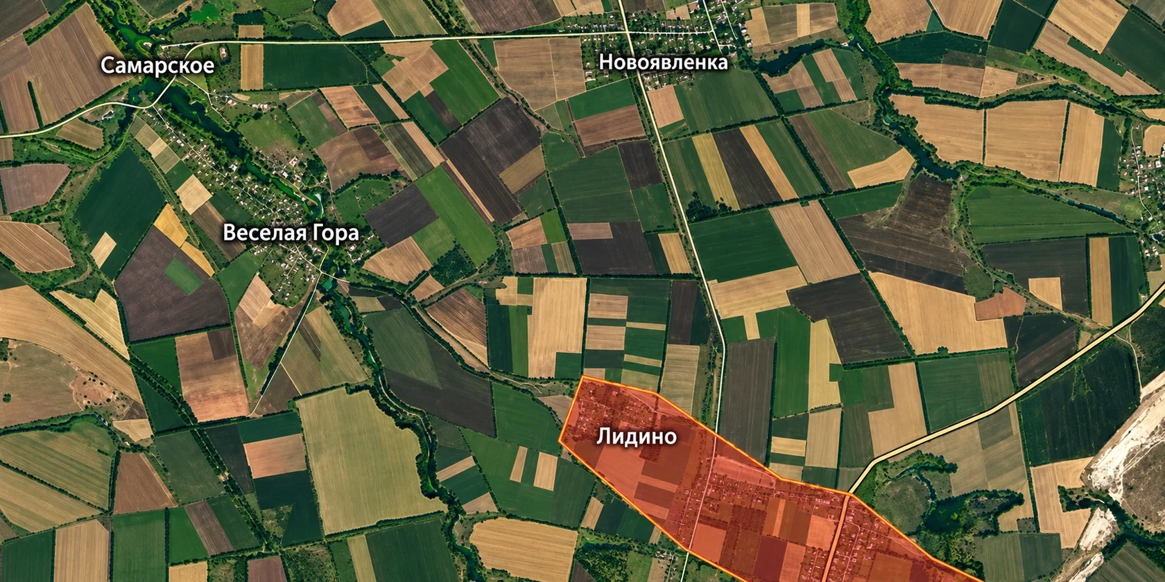 Спутниковая карта района Лидино, Новоявленки, Весёлой Горы и Самарского