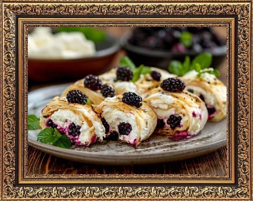 рулет из лаваша с творогом и ягодами