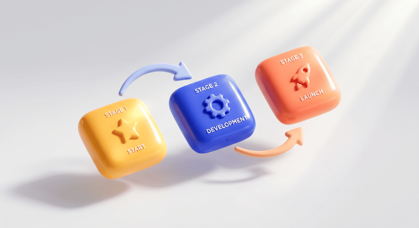 Дорожная карта Claude Mythos с этапами запуска в 3D-стиле