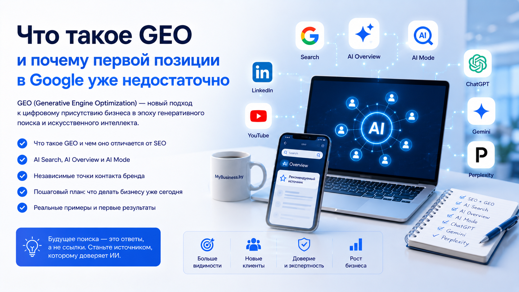 Что такое GEO Generative Engine Optimization: как искусственный интеллект меняет поиск и почему бизнесу уже недостаточно первой позиции в Google.