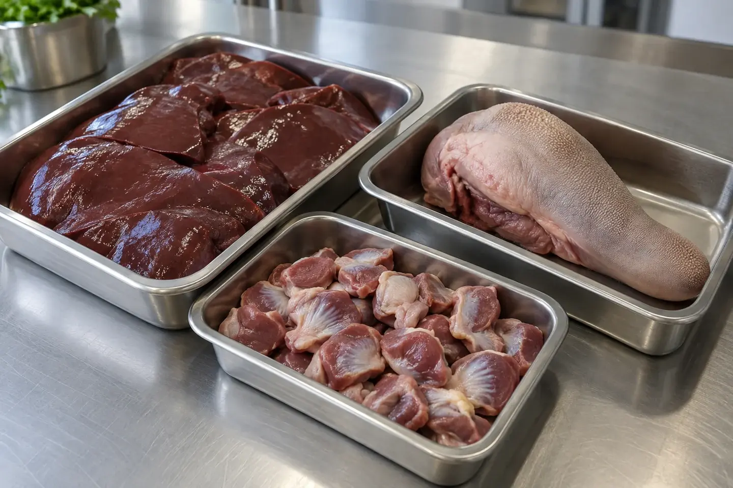 Печень, язык и куриные желудки — примеры пищевых субпродуктов