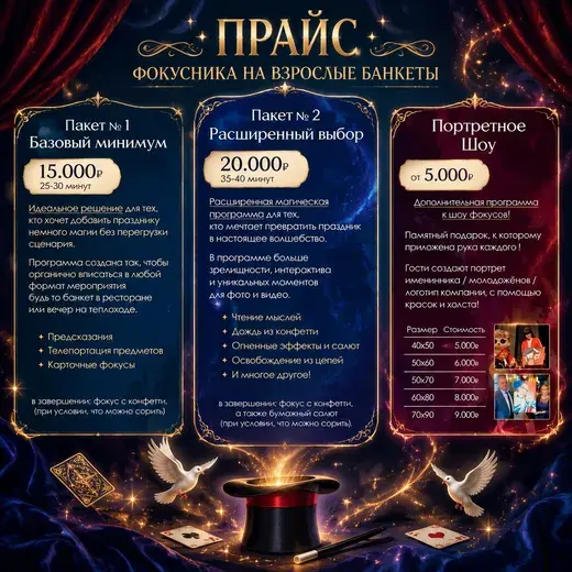 Прайс: Фокусник Андрей Кулаков