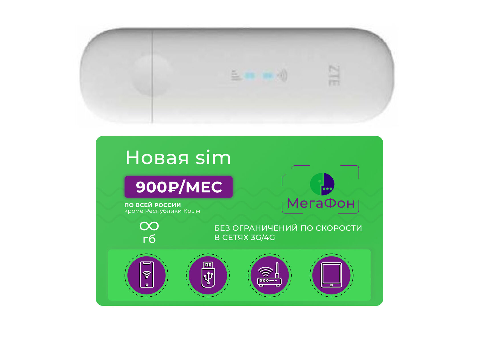 3G/4G WiFi USB модем ZTE MF79RU с сим-картой Мегафон безлимит за 950  руб/мес - купить в Москве с доставкой недорого, цены в Bezlimitik.ru