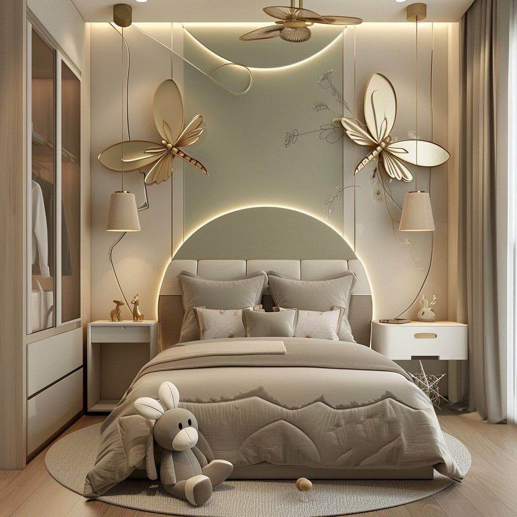 bed in a children's room