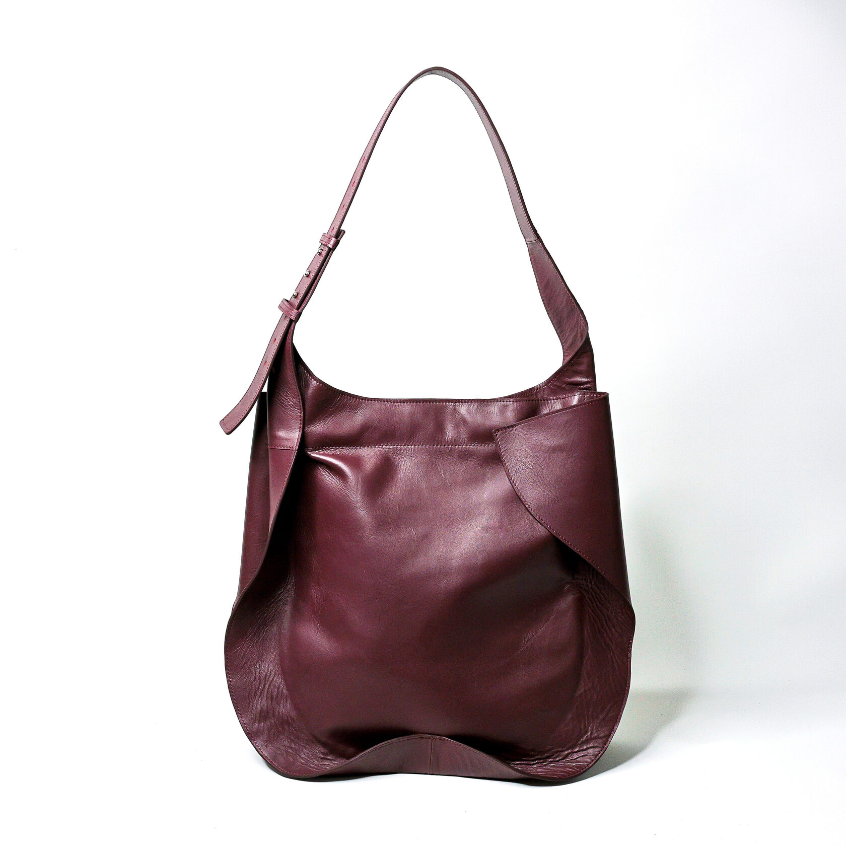  объемная дизайнерская сумка Wave тоут бордового цвета из натуральной кожи премиум качества