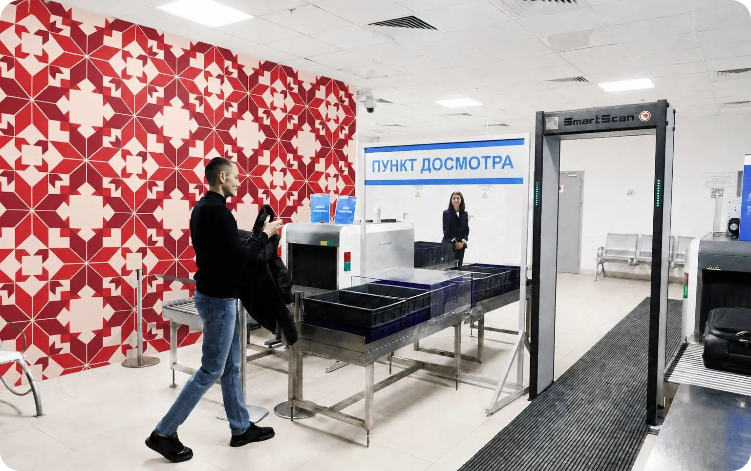 Визуализация фирменного паттерна в интерьере аэропорта