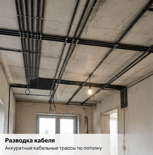 Разводка кабеля — черновой монтаж