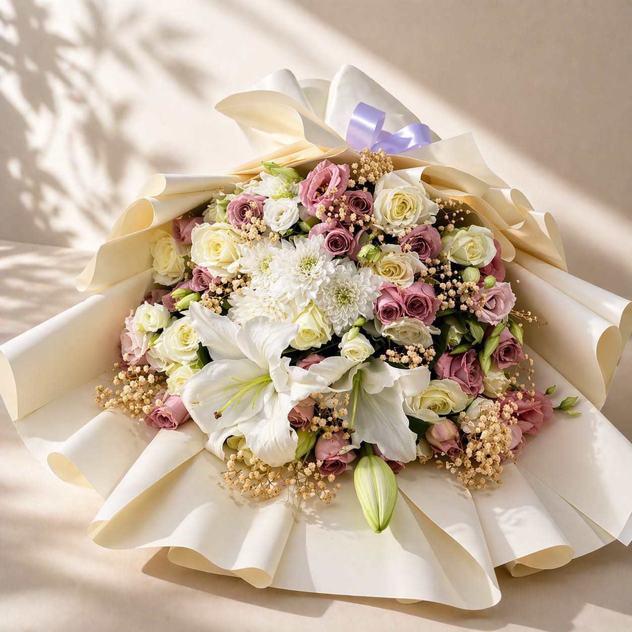 Luxury pastel summer bouquet for flower delivery in Morocco
