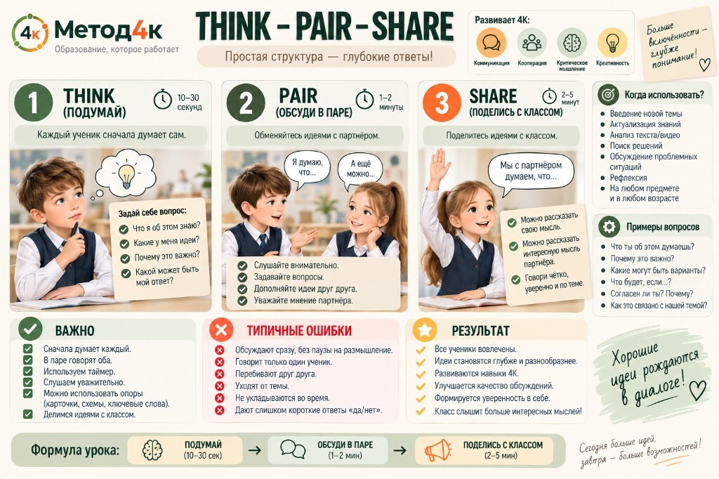 Памятка Think–Pair–Share — Метод4к