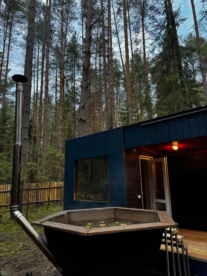 Горячий банный чан и бане на базе отдыха Тишина, не далеко от Перми