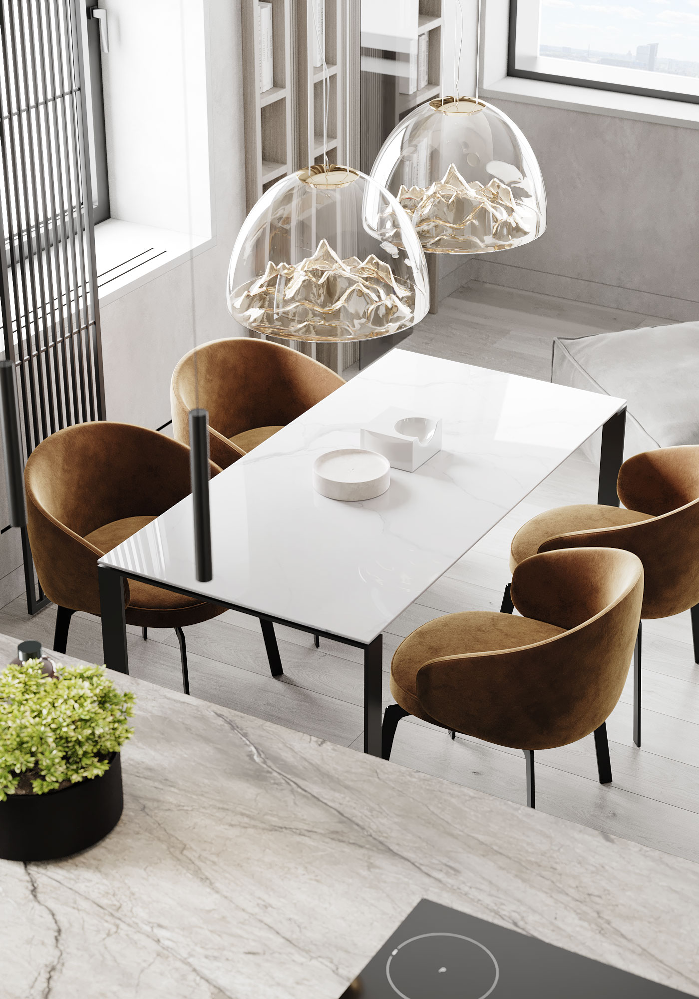 Мраморный обеденный стол