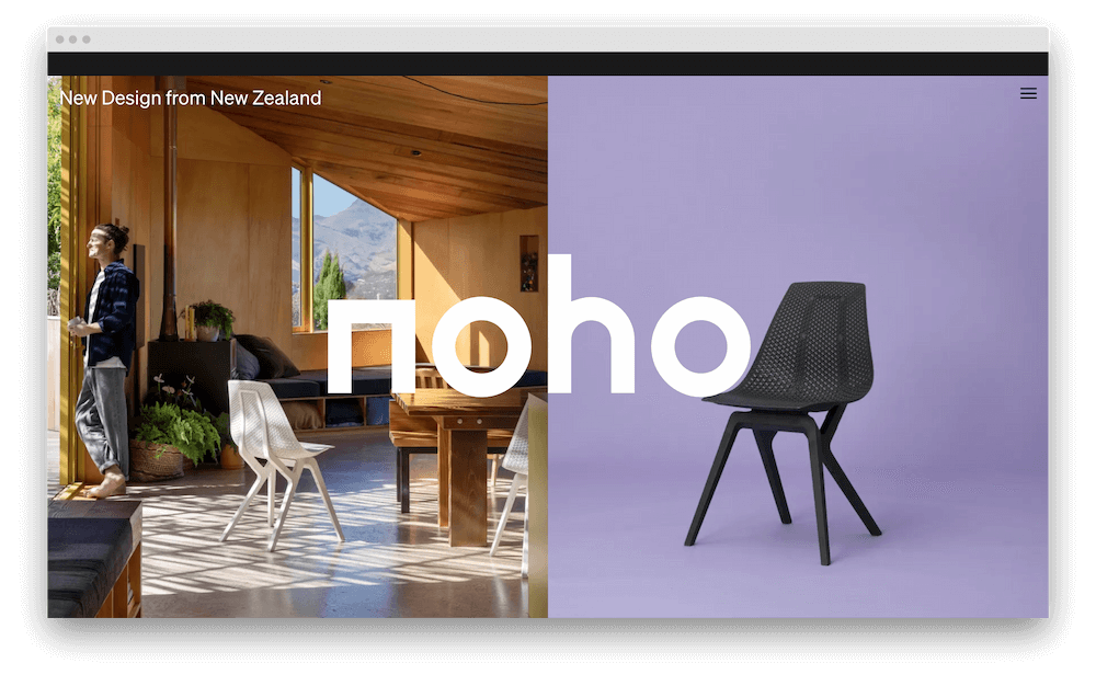 hero section del sito web con split screen