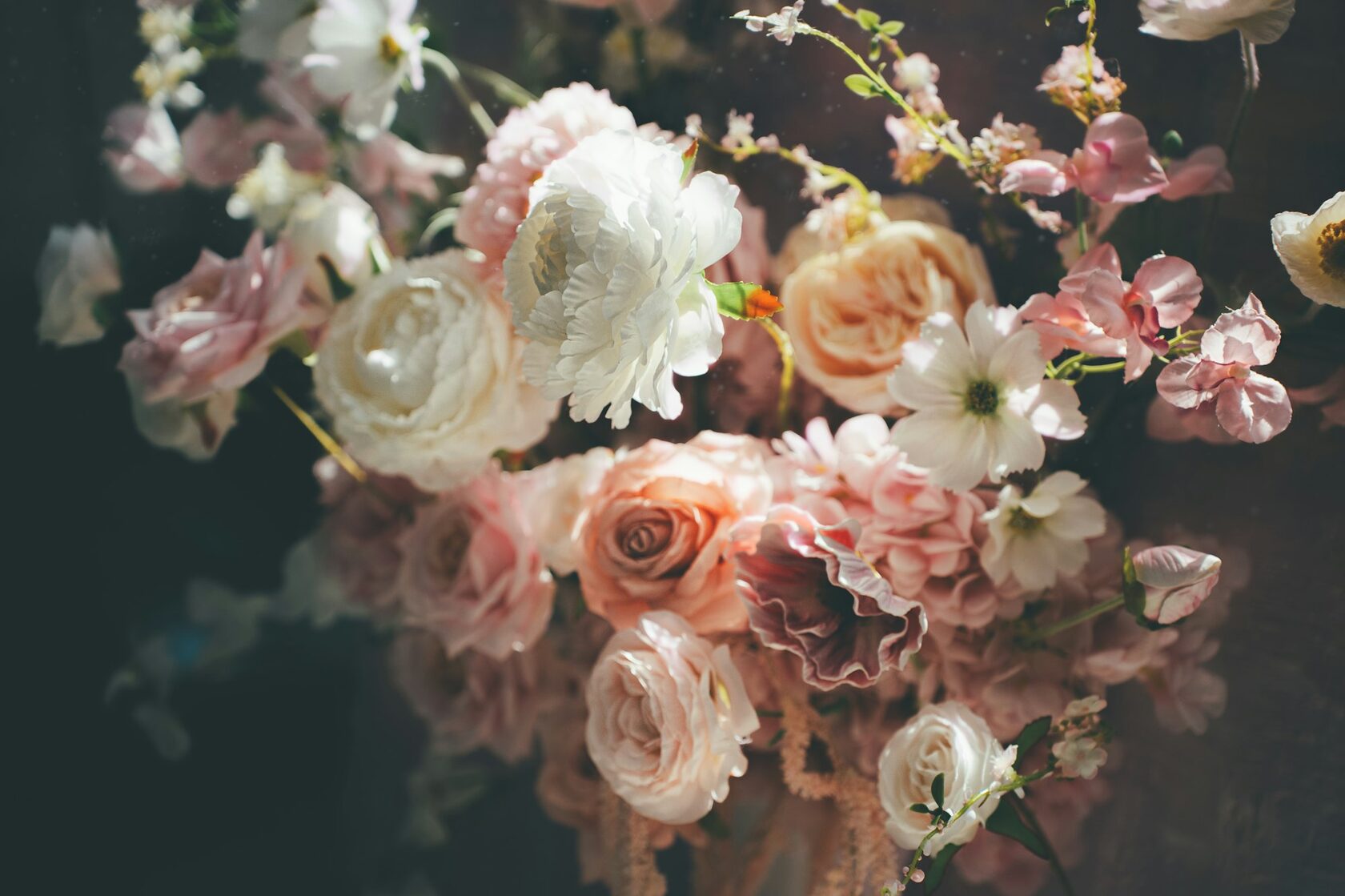 Lavender and peonies bouquet