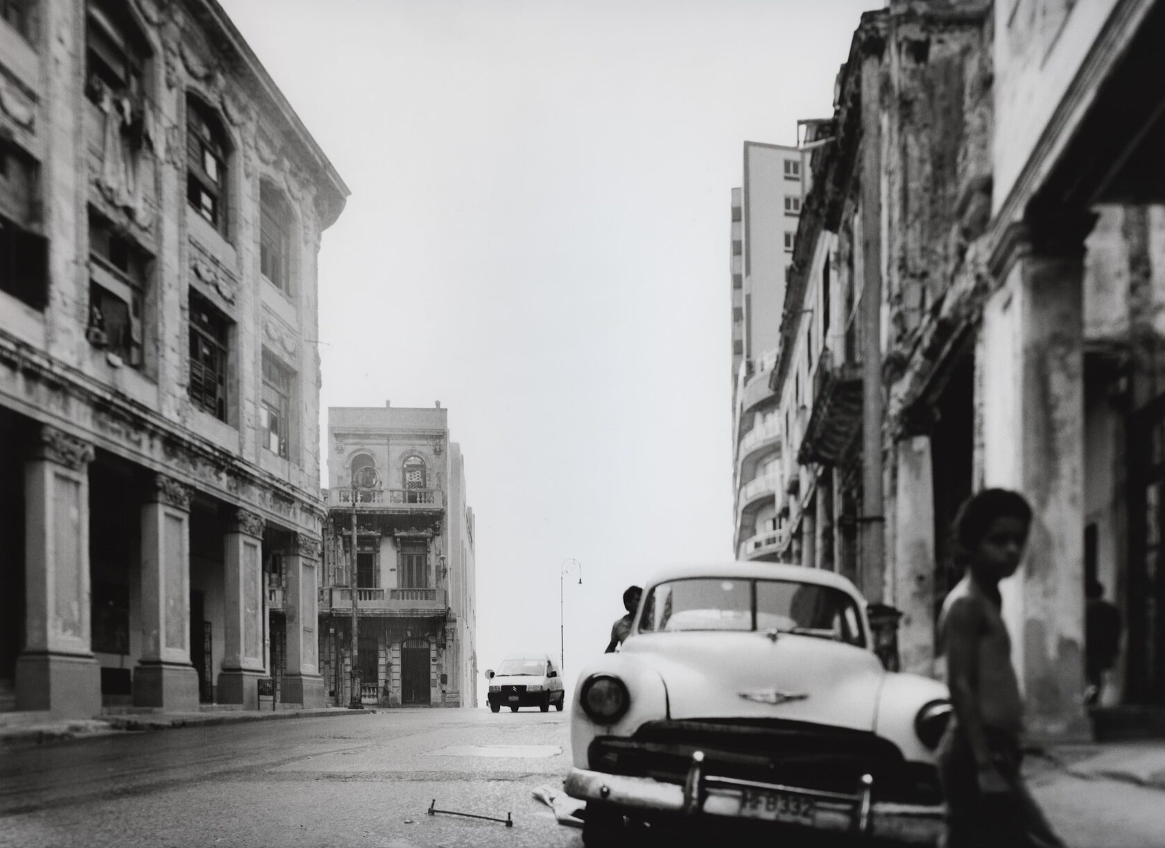 Classic Car and Boy. Havana. 2007. BW Negative 4×5 inch.