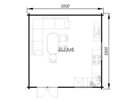 План летнего домиа Площадь: 25 м² Размер: 5х5 м