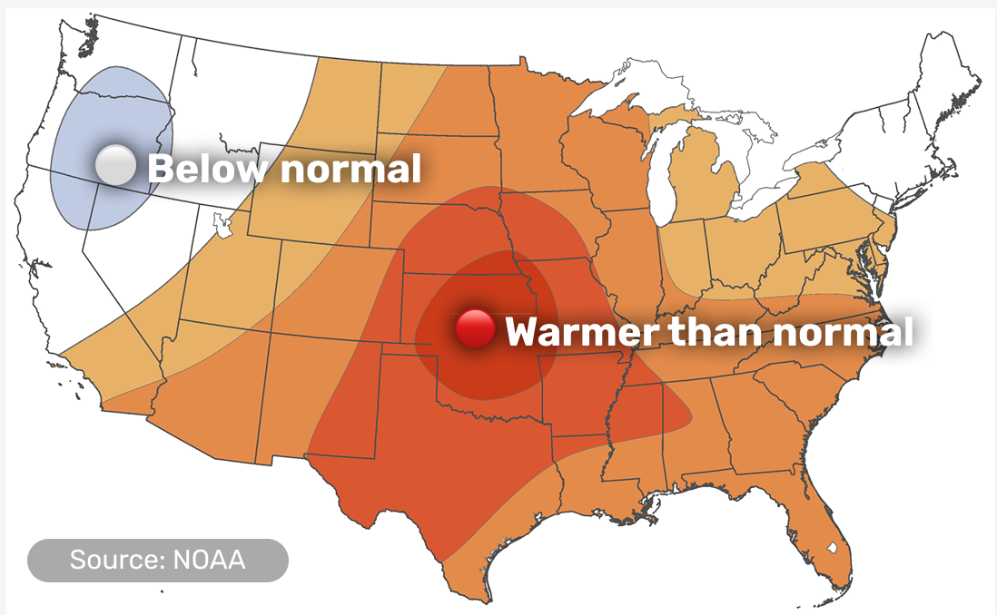 Monthly Temperature Outlook map