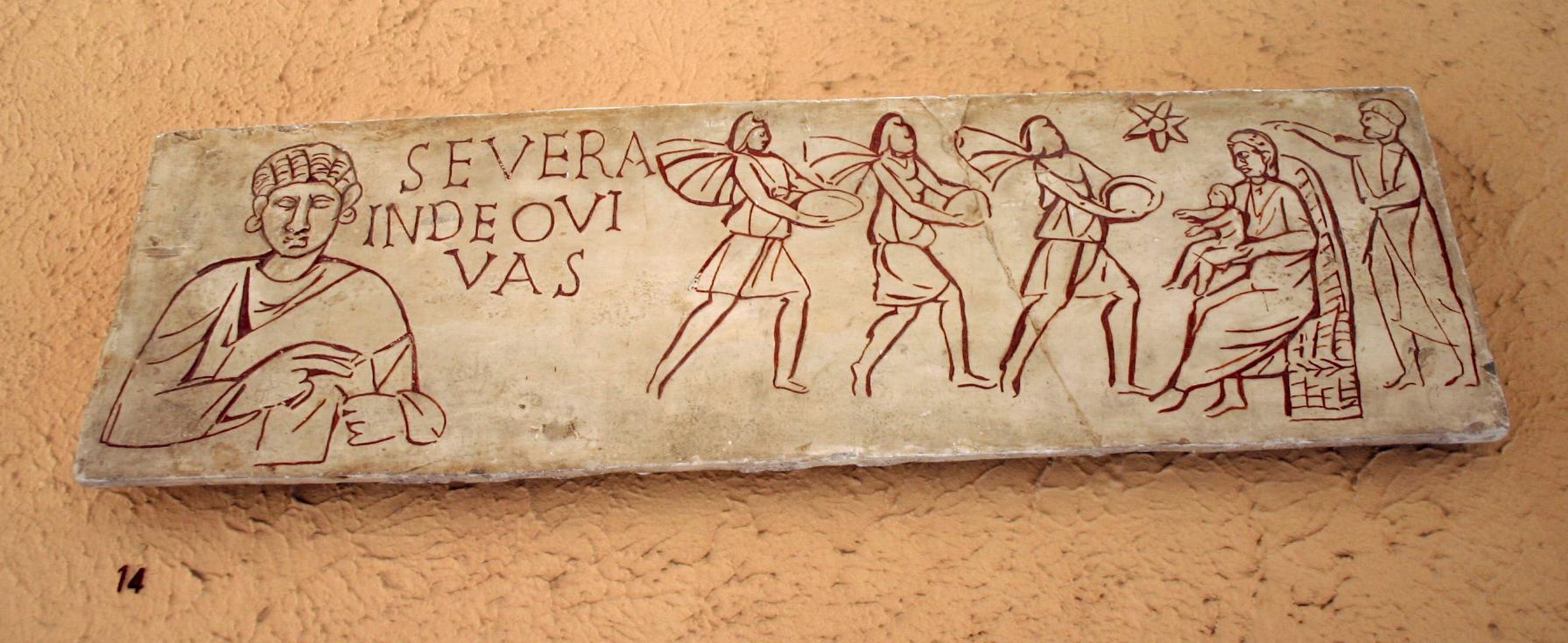 Фреска поклонение волхвов в катакомбах Присциллы