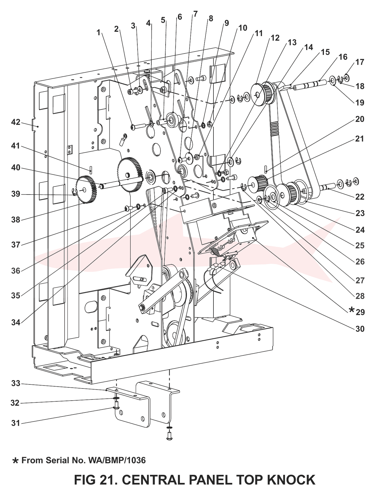 Morgana BookMaster Pro Fig 21 Central Panel Top Knock — схема деталей