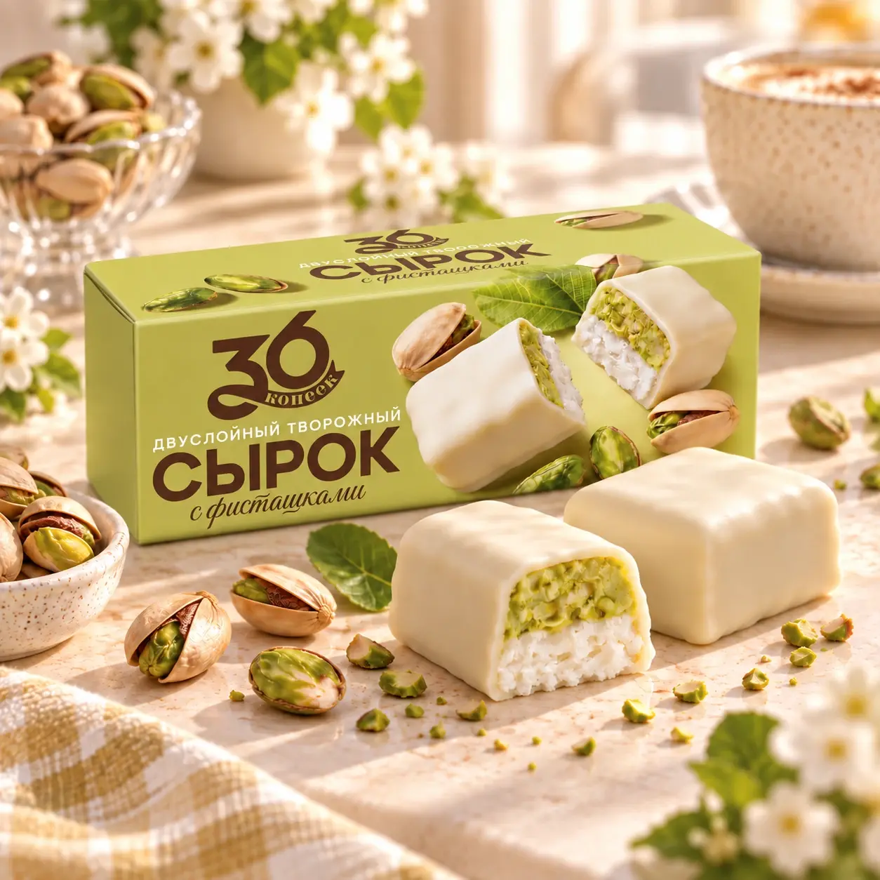 Двуслойный сырок с фисташками