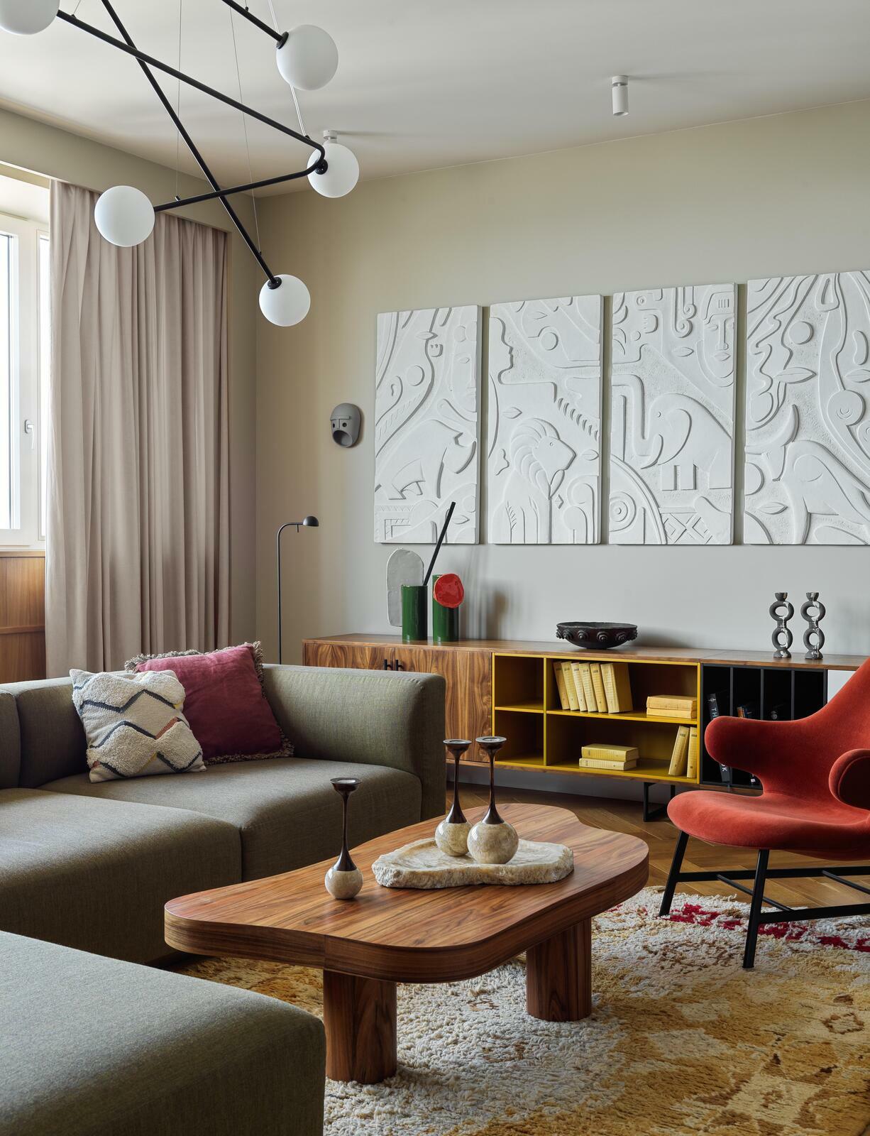 Гостиная в квартире в ЖК Дирижабль по проекту дизайнера интерьера Екатерины Фёдоровой