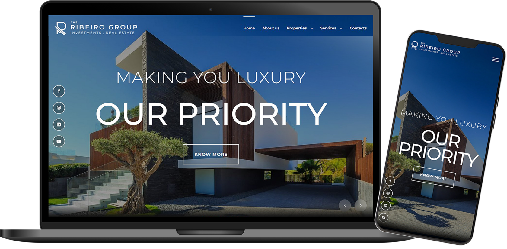 The Ribeiro Group: Site com várias páginas para uma agência imobiliária