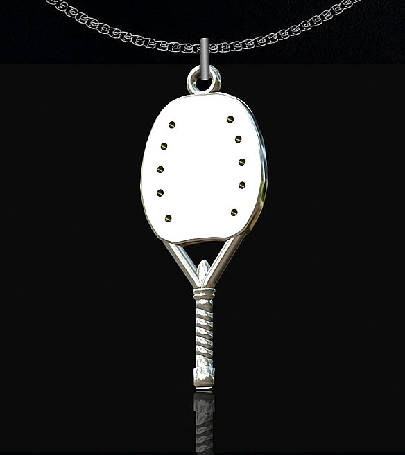 серебряная подвеска ракетка пляжный теннис, унисекс, высота 26 мм, родированная