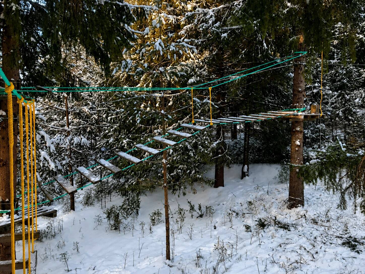 Верёвочный парк на деревьях и игровой домик — фотография 4