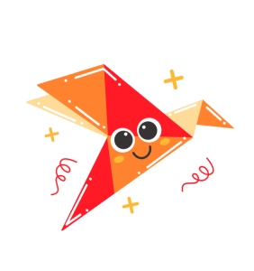 Птичка-оригами(красно-оранжевая),иллюстрация