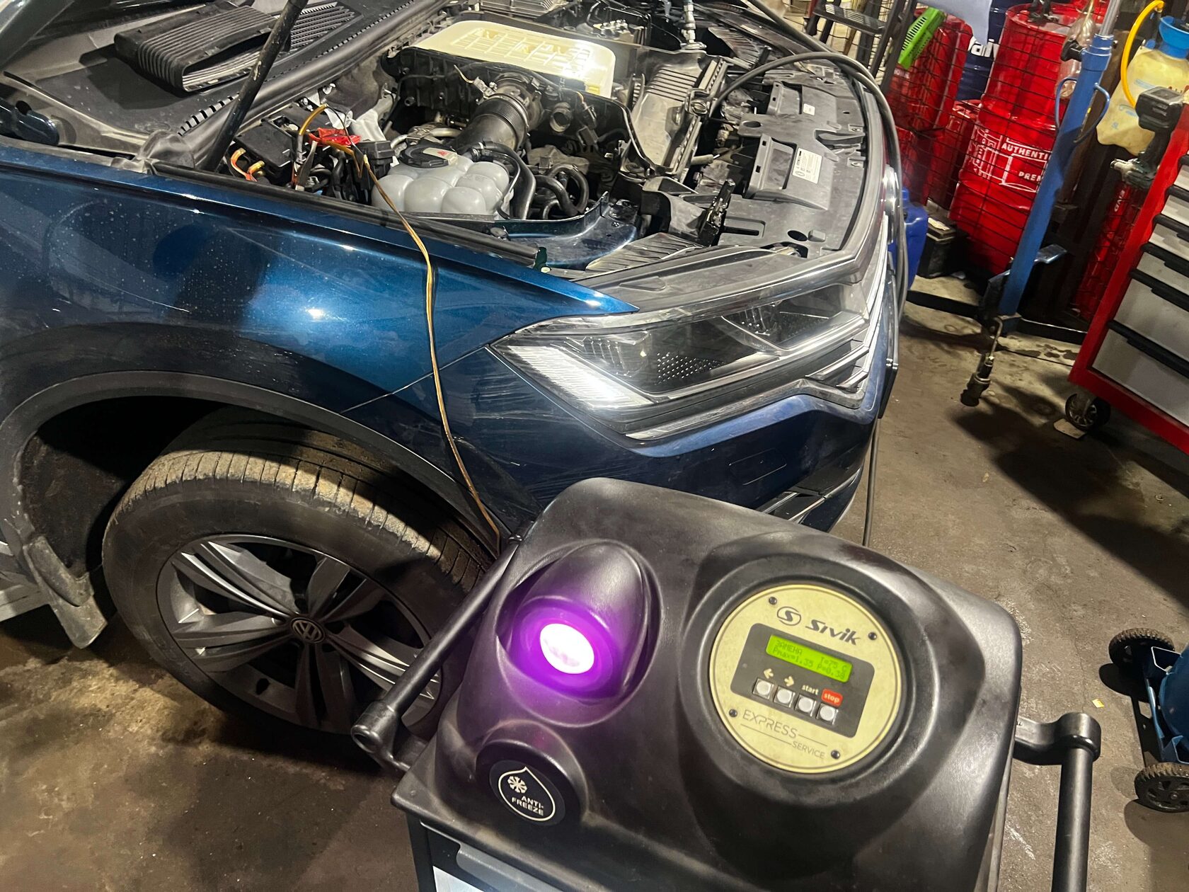 Финальный результат замены антифриза установкой