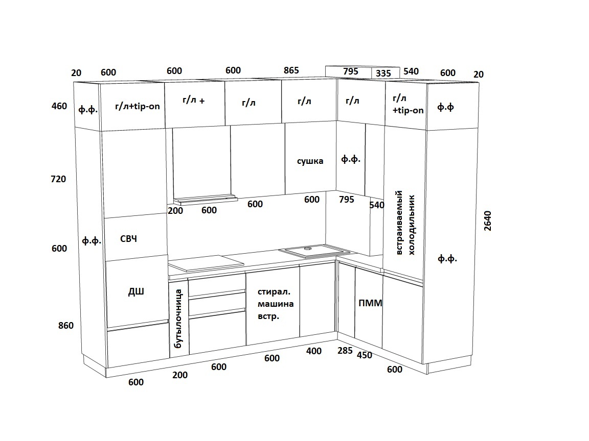 Какого размера кухонные шкафы. Размер кухонного гарнитура шкафчики стандарт чертеж. Кухонные гарнитуры Размеры шкафов.