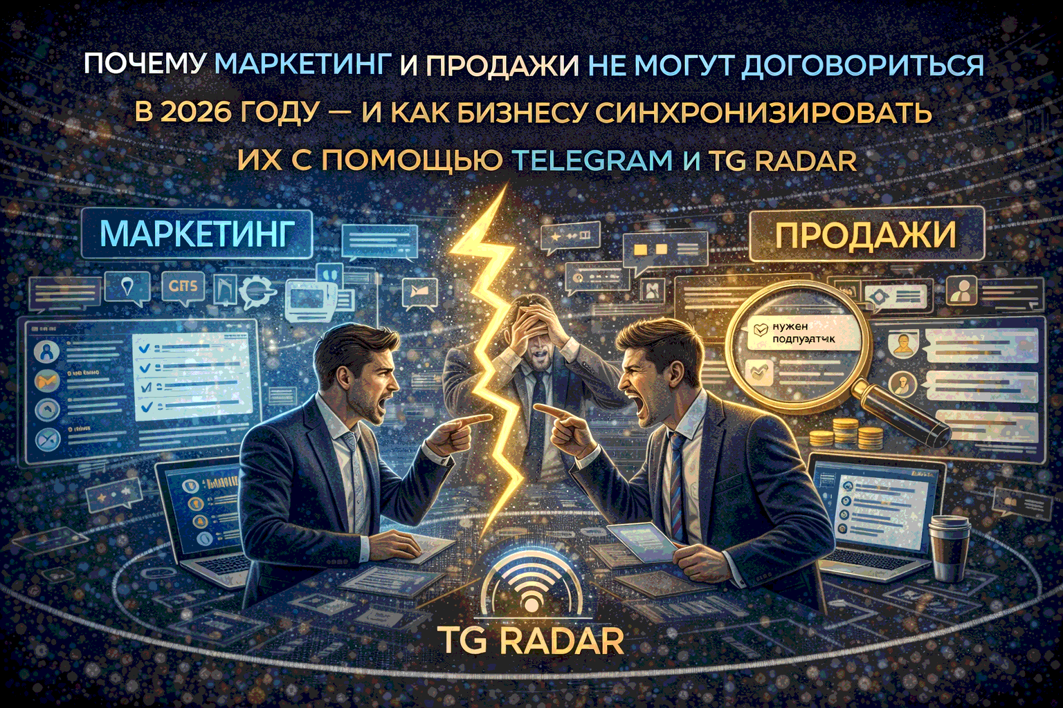 ПОЧЕМУ МАРКЕТИНГ И ПРОДАЖИ НЕ МОГУТ ДОГОВОРИТЬСЯ В 2026 ГОДУ — И КАК БИЗНЕСУ СИНХРОНИЗИРОВАТЬ ИХ С ПОМОЩЬЮ TELEGRAM И TG RADAR