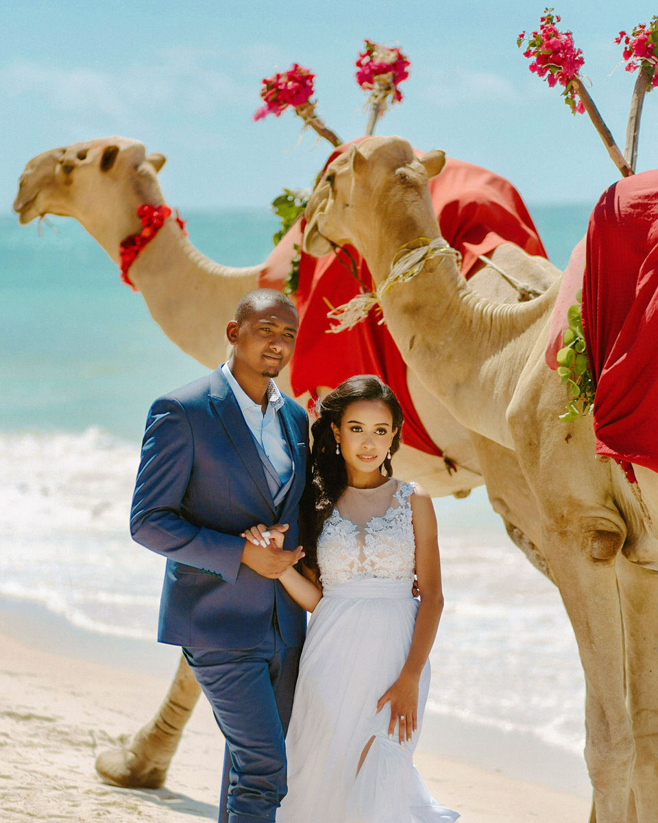 Romantic Kenya Beach Honeymoon Photography — Jafassam Studio - Diani beach Mombasa Malindi Watamu Lamu photo session best photographer Bride Groom Camels