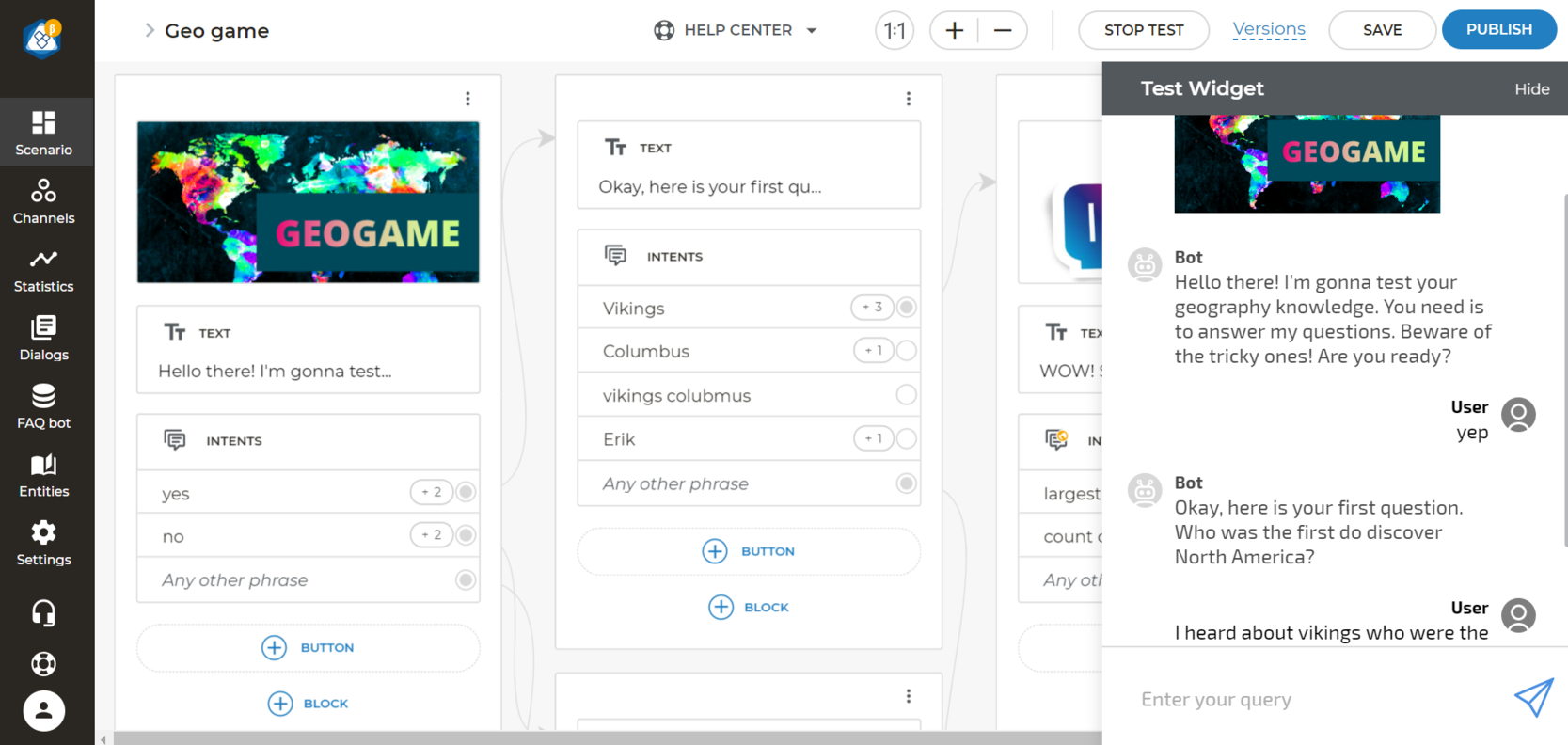Интерфейс Aimylogic