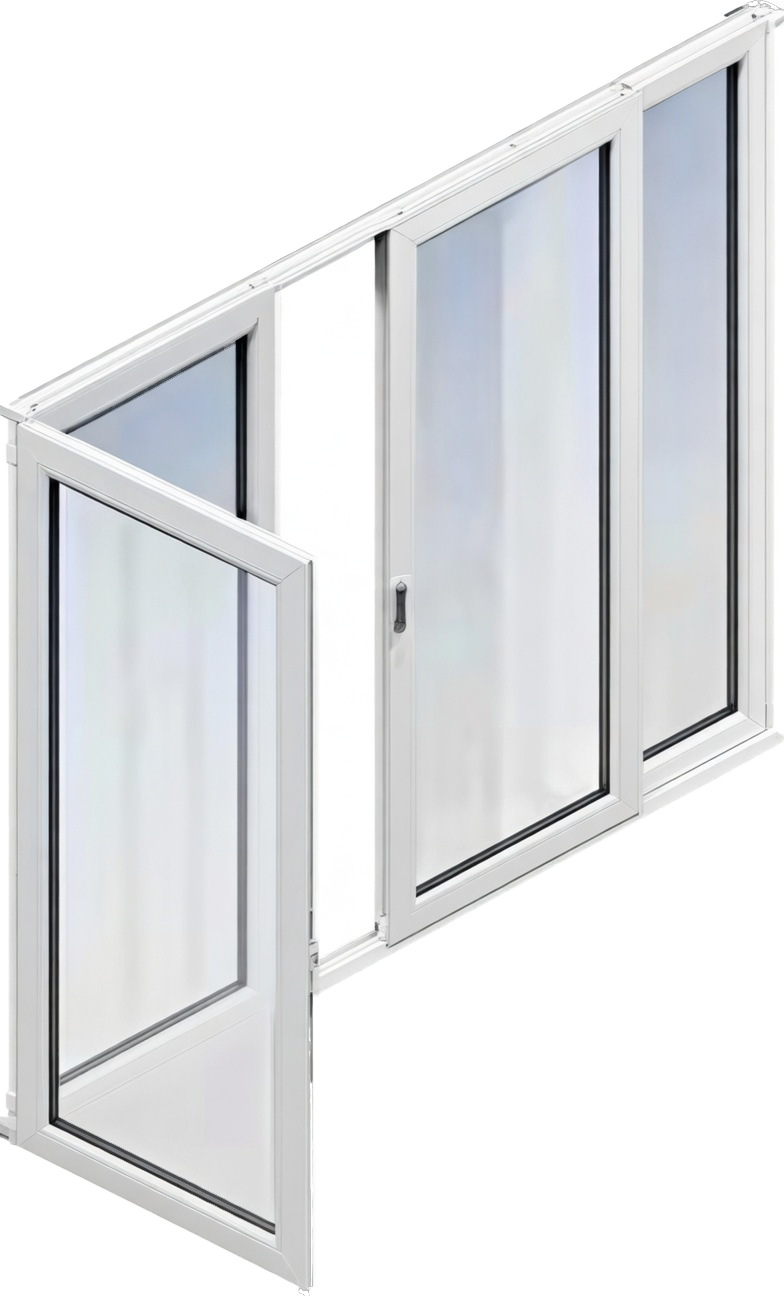 Г-образный балкон с холодным остеклением