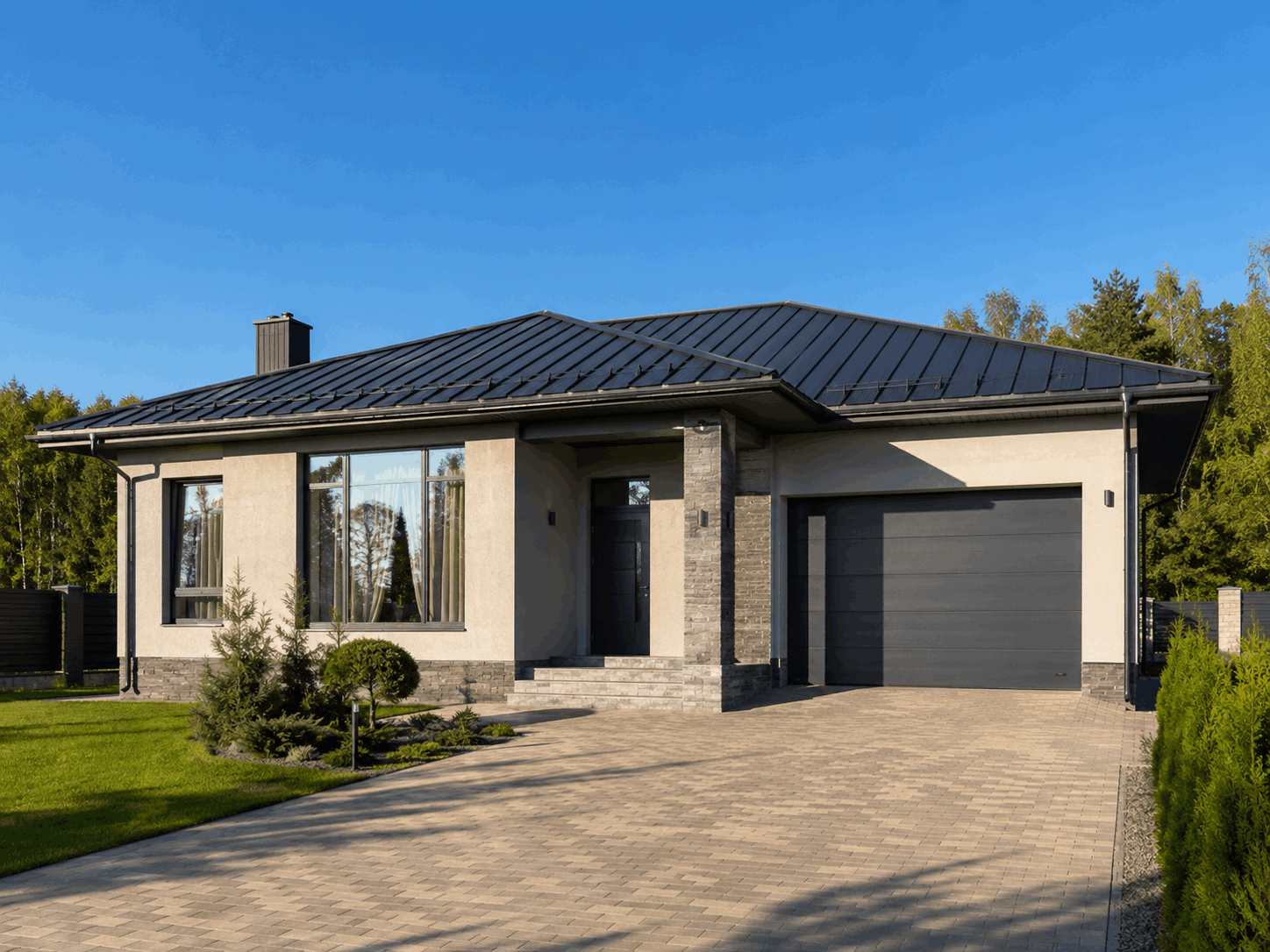 Garage 145 — одноэтажный дом из газобетона с гаражом 145 м²