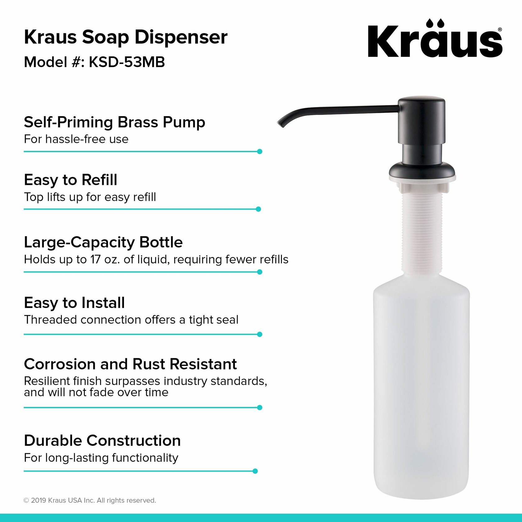 Дозатор жидкого моющего средства Kraus KSD-53MB - изображение 4