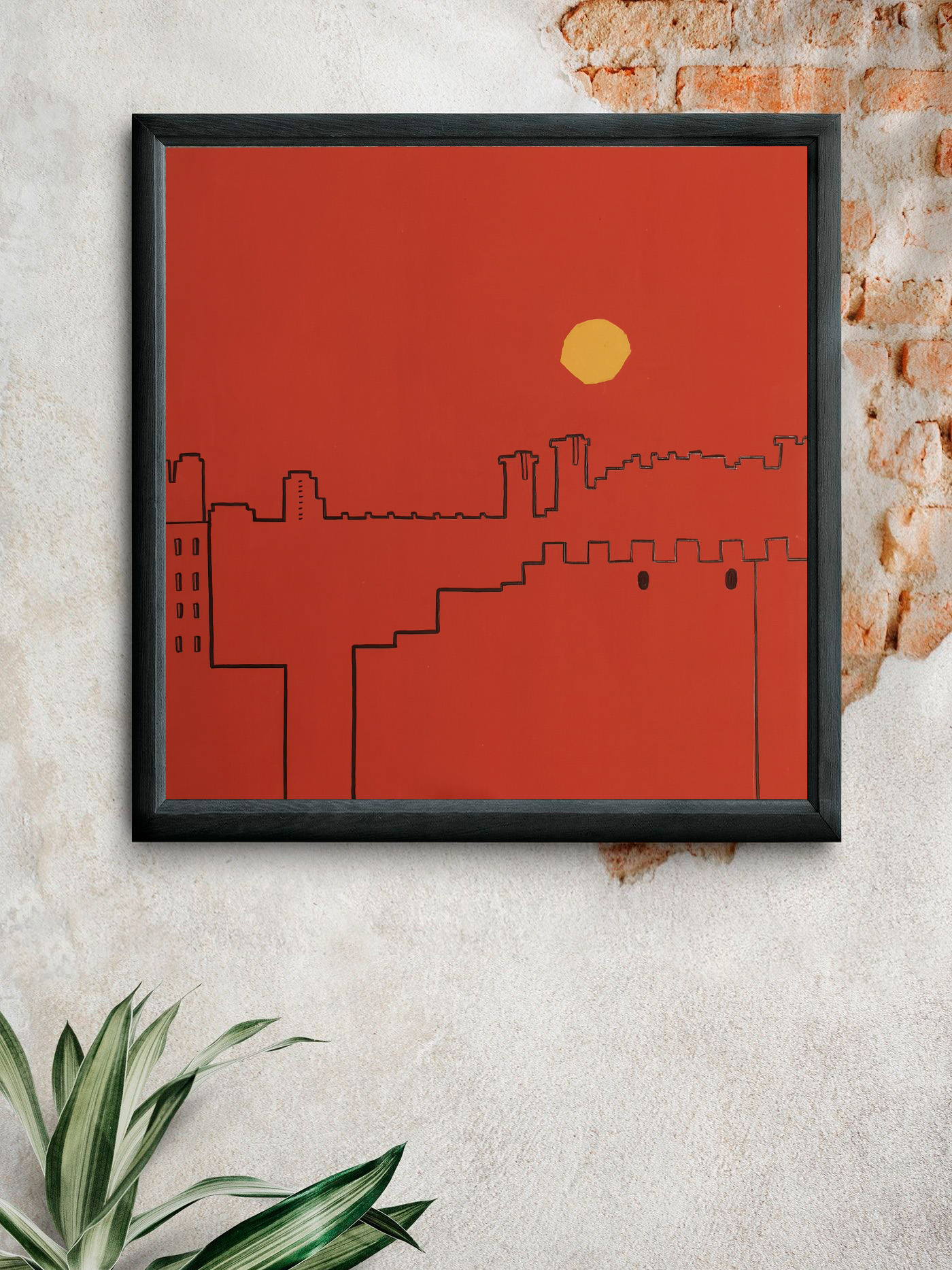 Картина в стиле минимализм терракотового цвета