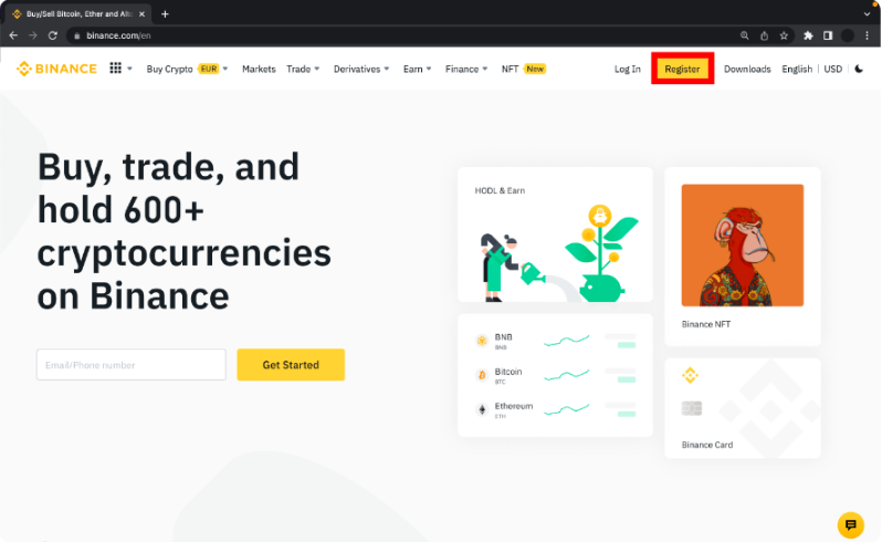 Instructions to open account on Binance Futures