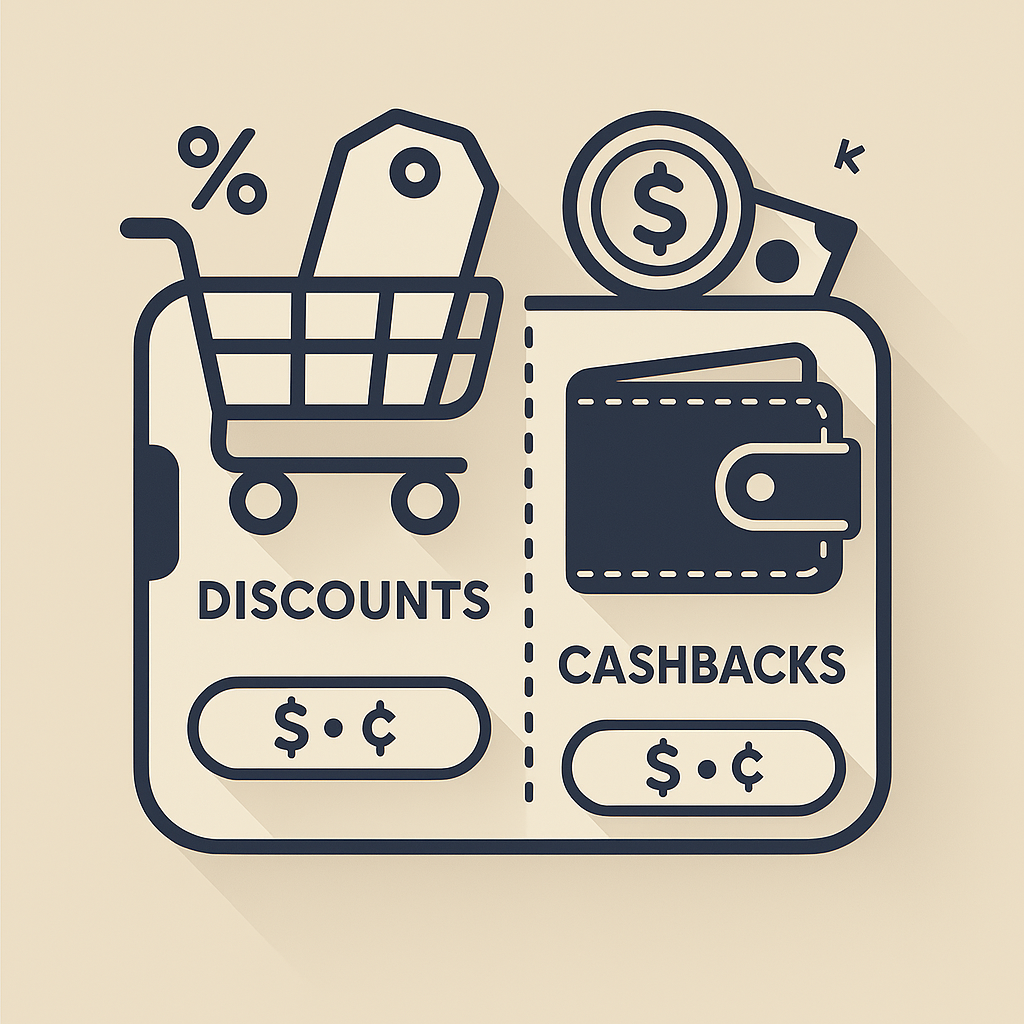 Minimalist vector illustration of a shopping interface divided into two sections