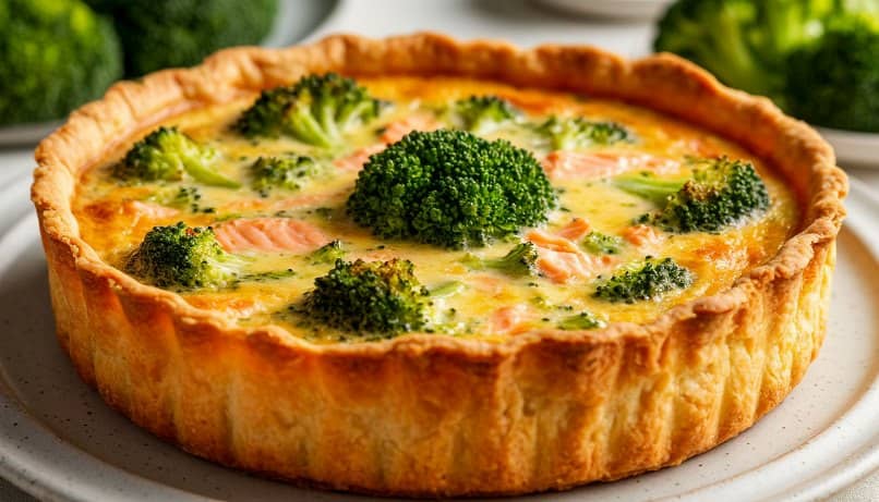 киш с лососем и брокколи