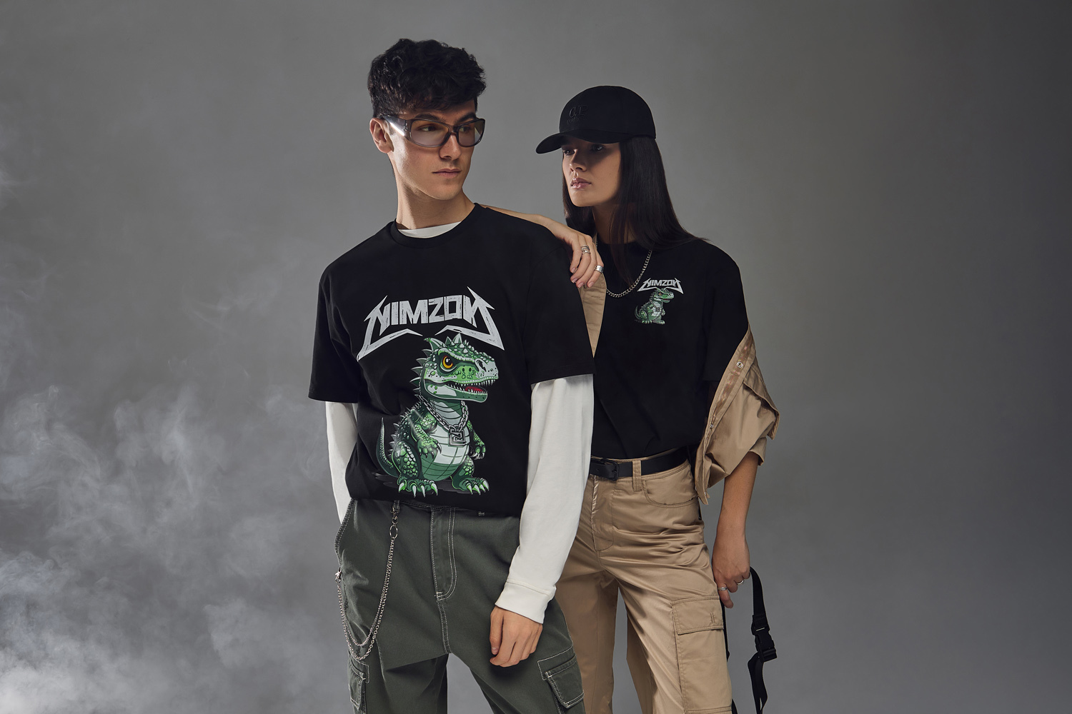 парная фотосъемка моделей с дым машиной