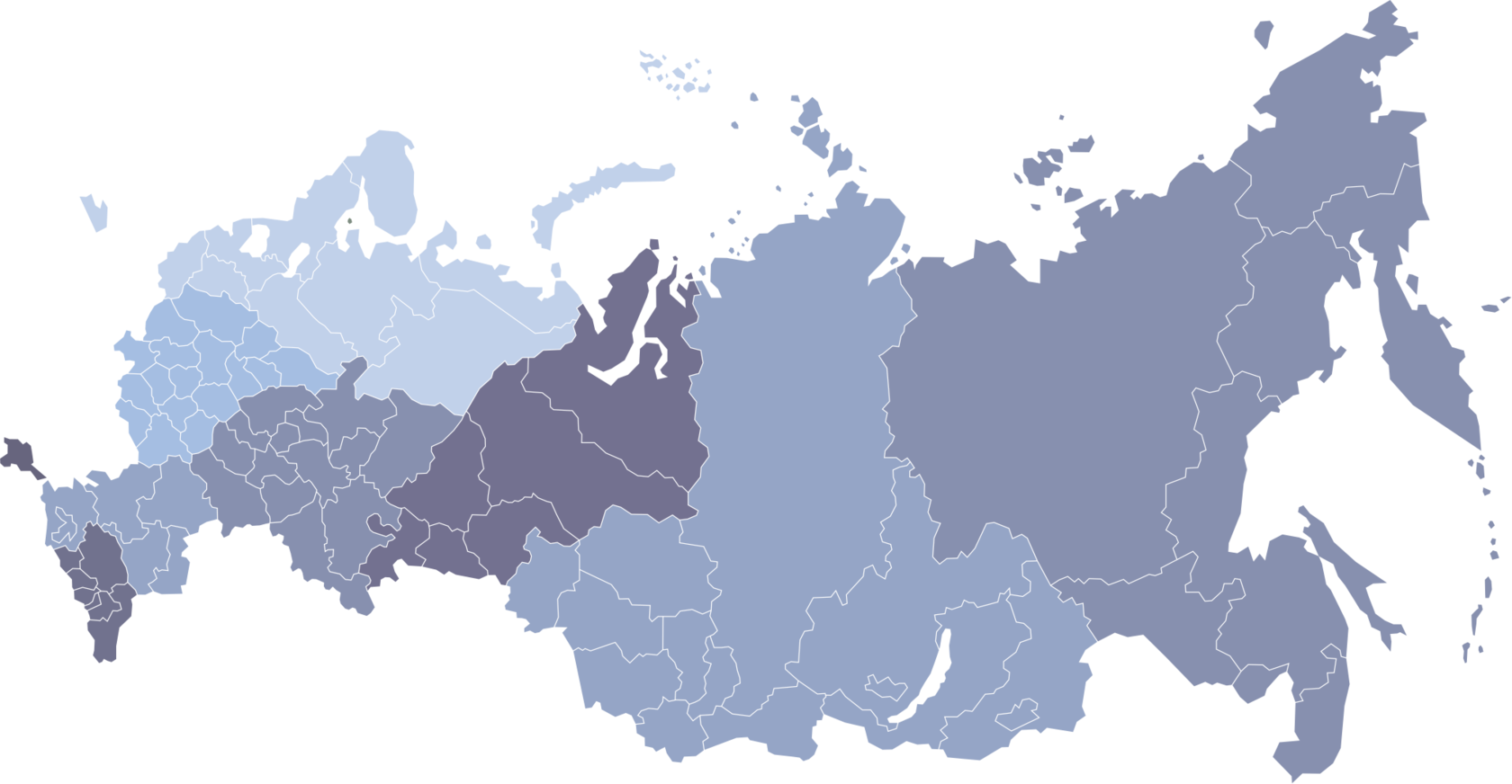 Карта россии без названий городов